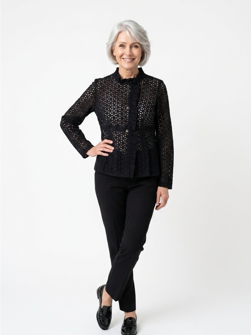 Skirtin Around Navy Eyelet Lace Jacket